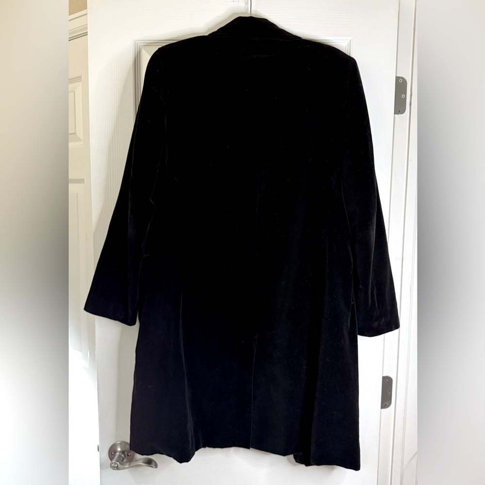Ralph Lauren Y2K Black Velvet Trench Coat - Picture 2 of 4